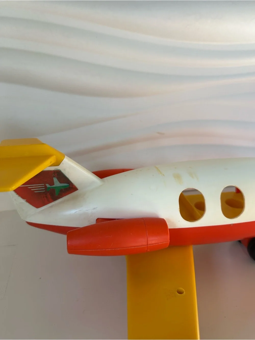 Vintage Fisher-Price Little People Orange & Yellow Airplane 1980 Jet Plane #2502